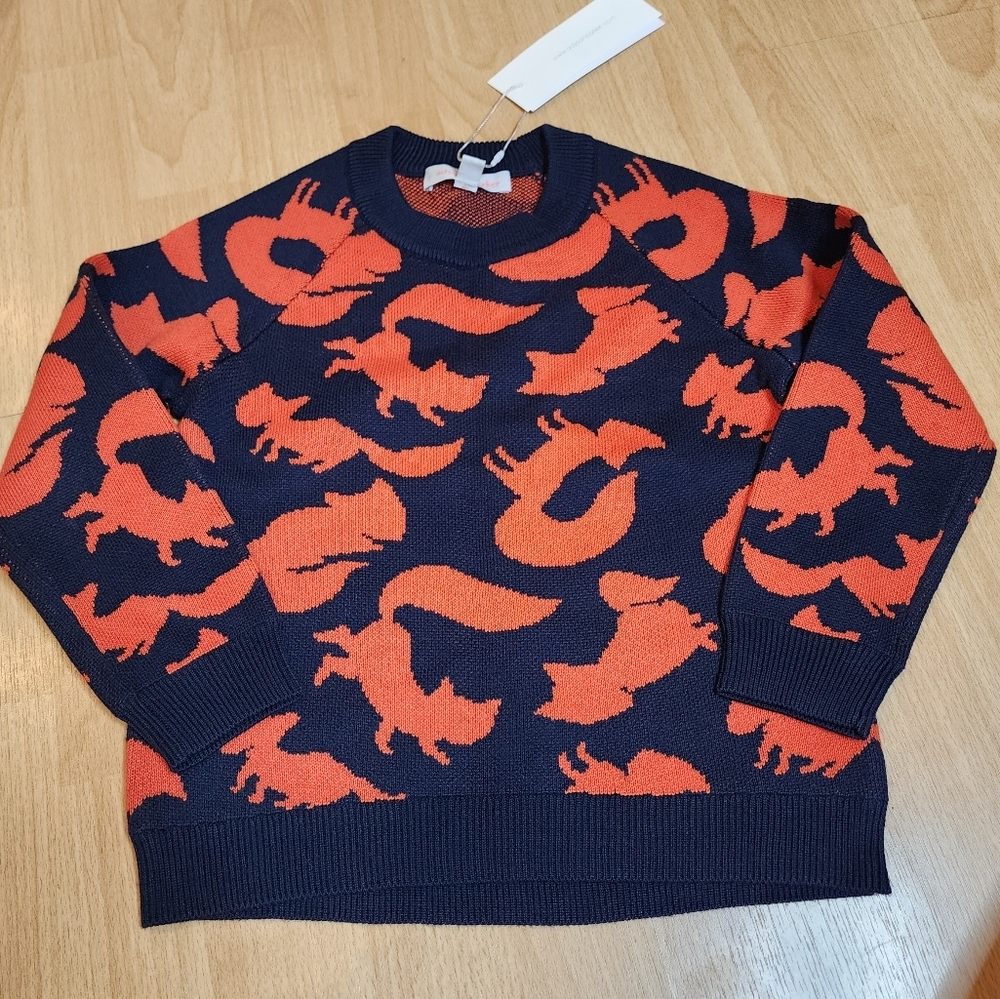NWT Adyson Parker Fox Print Blue Orange Sweater Kids Size 5T